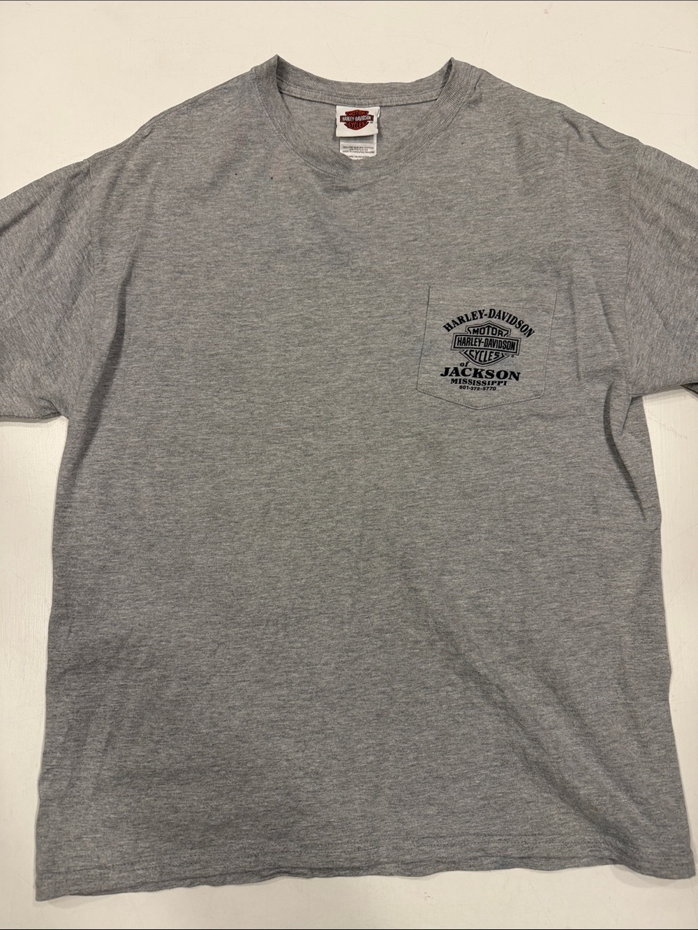 Harley-Davidson Gray Short Sleeve Pocket Tee with Black Logo